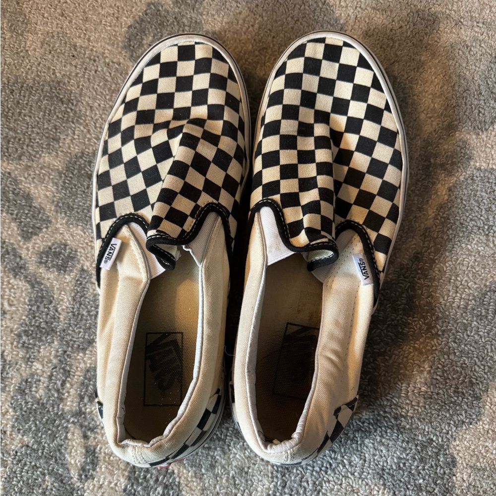 Vans Black and White Checkered Slip-On Sneakers